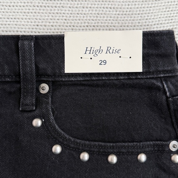 NWT! Abercrombie & Fitch Denim Studded Mini Skirt Black Size 8/29 - Picture 2 of 6